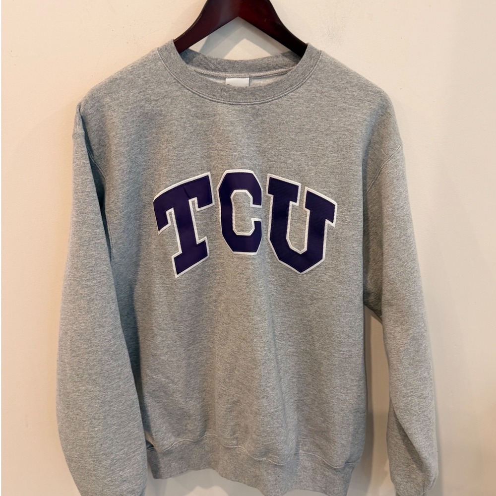 Champion TCU Texas Christian University Sweatshirt Gray Crewneck Medium